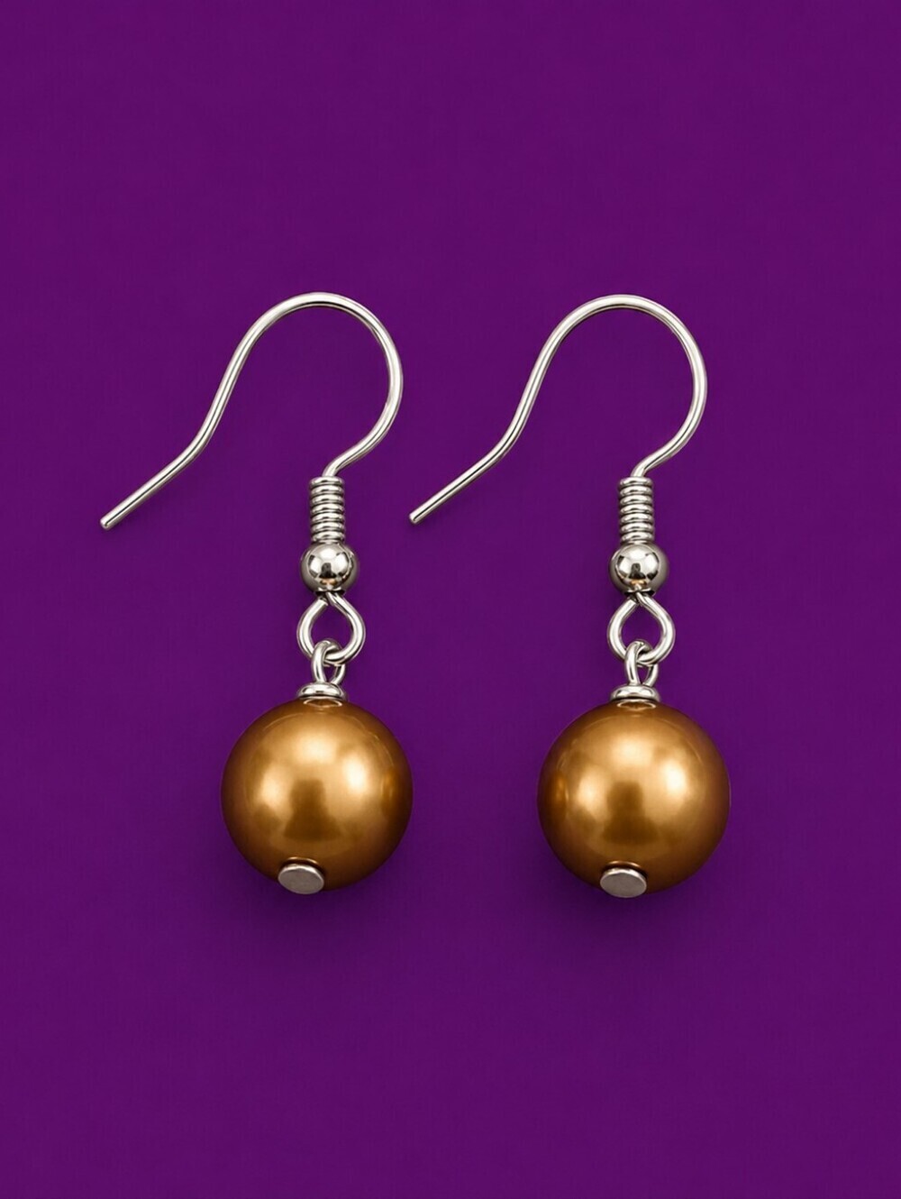 3/$30 HANDMADE Dainty Metallic Bronze Bead Dangle Hook Earrings